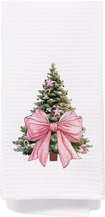 Pink Christmas Tree Kitchen Towels - Pink Christmas Decorations, Christmas Tea Towels, Pink Chris... | Amazon (US)
