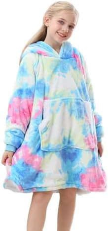 Topblan Blanket Hoodie for Kids Girls Boys Teens, Oversized Flannel & Sherpa Blankets with Hood P... | Amazon (US)