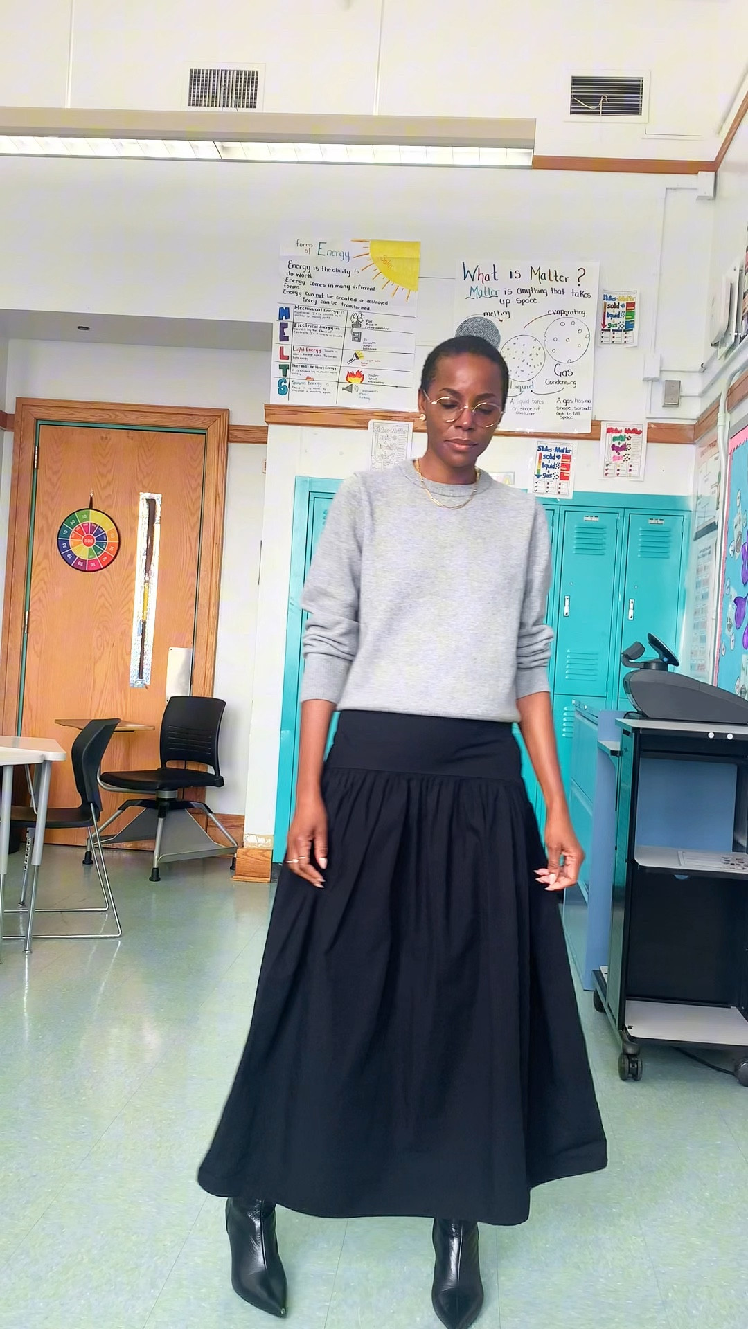 This black  A-line skirt outfit paired with a cozy gray sweater is a perfect mix of classic and effortless style. The structured A-line silhouette creates a flattering shape while the soft gray sweater keeps the look, relaxed and comfortable styled with boots. This outfit feels polished, but still easy enough for every day wear it is great option for work, casual outing or a chic Spring, fall and winter look. #LTKBlackskirtoutfit #LTKGraysweater #LTKBootoutfit #LTKCasualchic #LTKEverdayoutfit #LTKEffortlessstyle


#LTKOver40 #LTKWorkwear #LTKootd