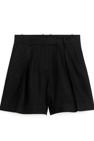 High Waist Linen Shorts - Beige - Ladies | H&M GB | H&M (UK, MY, IN, SG, PH, TW, HK)