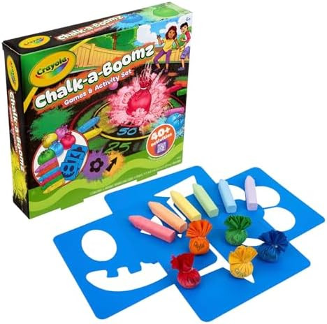 Crayola Chalk-a-Boomz Games & Activity Set, Sidewalk Chalk Sticks, and Stencils, 40+ Activities, ... | Amazon (US)