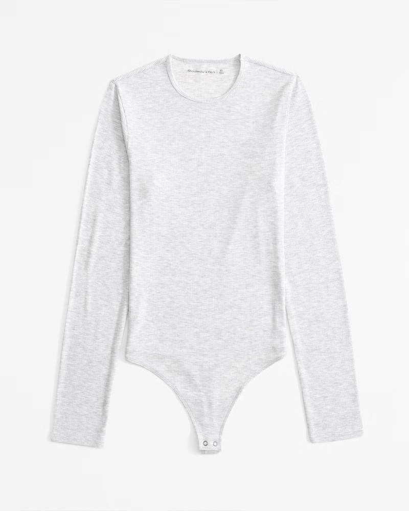 Women's Long-Sleeve Featherweight Rib Crew Bodysuit | Women's Tops | Abercrombie.com | Abercrombie & Fitch (US)