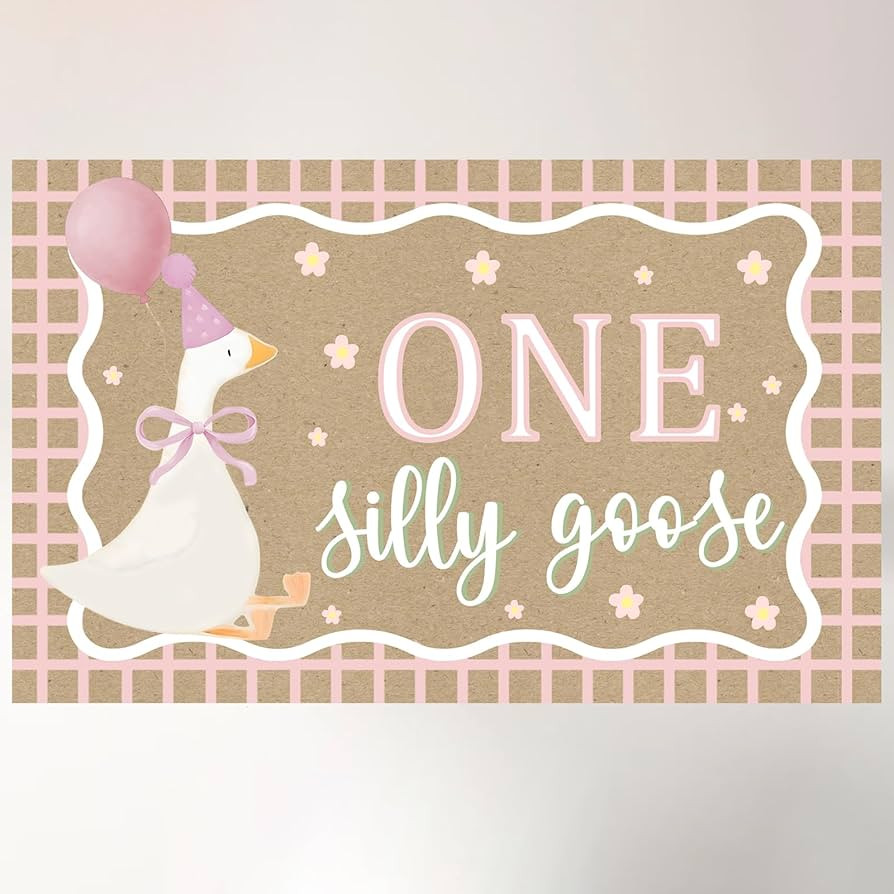 Goose Pink Banner for One Silly Goose Birthday Decor Girl Pink Silly Goose First Birthday Backdro... | Amazon (US)