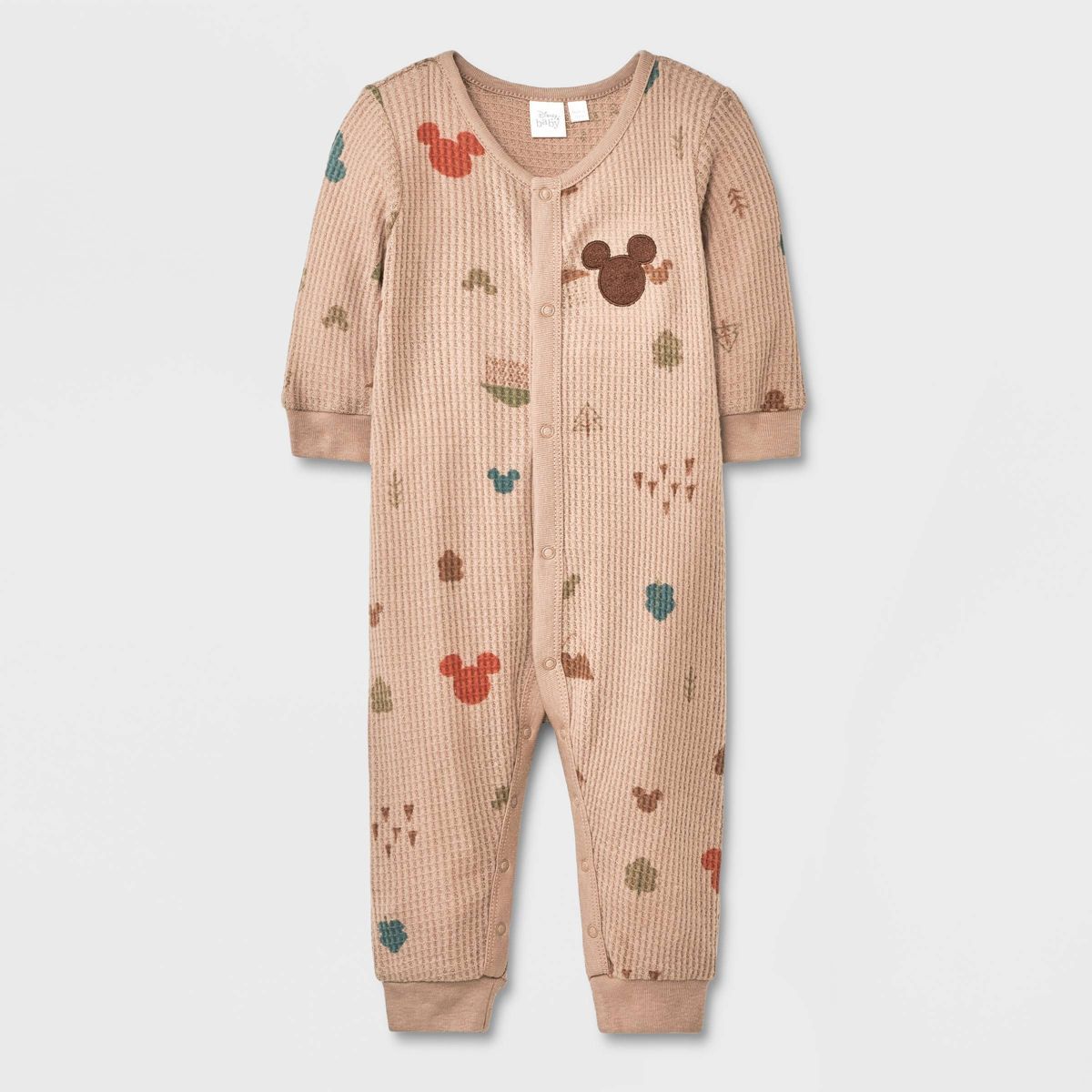 Baby Boys' Disney Mickey Mouse Long Sleeve Romper - Light Brown | Target