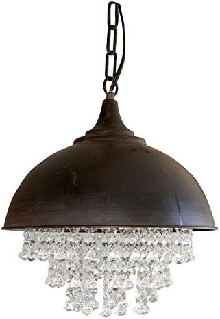 Creative Co-Op DA2838 Antiqued Bronze Pendant Chandelier with Hanging Crystals | Amazon (US)