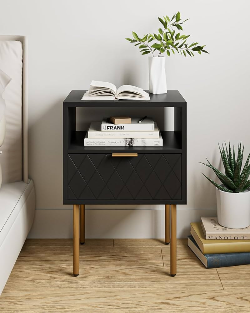 Aobafuir Nightstand, Drawer Dresser for Bedroom, Small Side Table with Drawer, Bedside Furniture,... | Amazon (US)