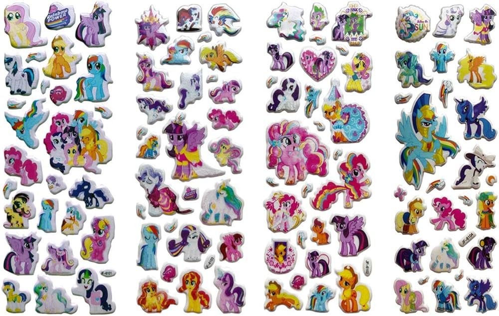 My little Pony Stickers︙200 Puffy Stickers︙8 Sheets Party Favors︙Kids’ Favorite 3D Cute S... | Amazon (US)