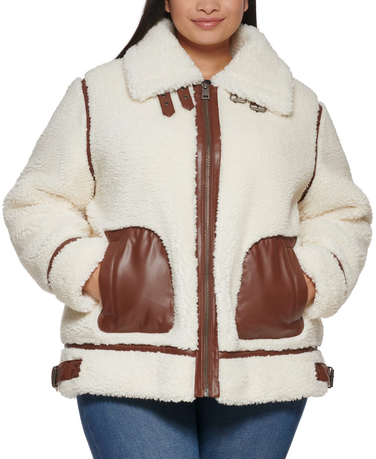 Levi's Plus Size Faux-Sherpa Moto Coat | Macys (US)