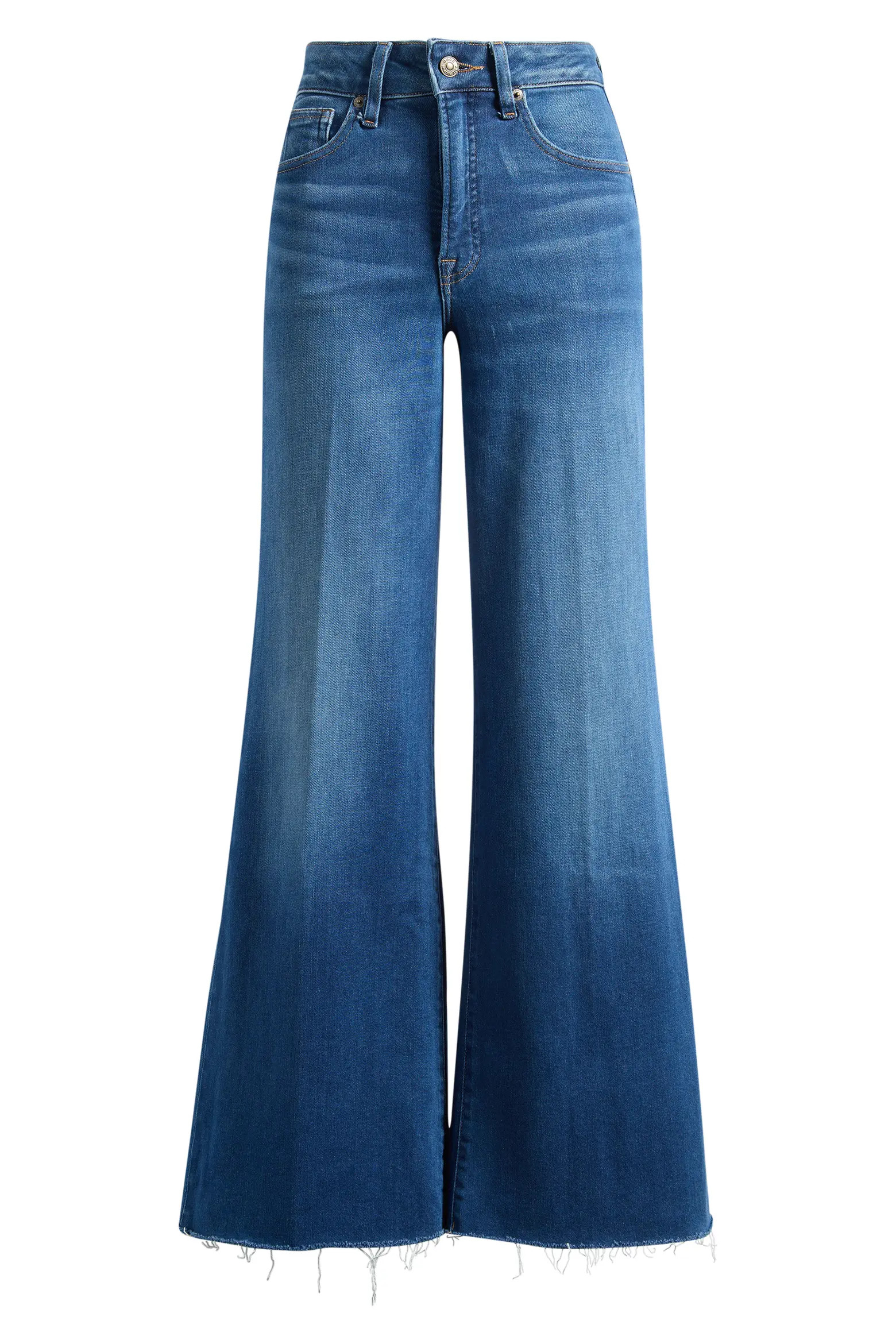 Soft-Tech Good Waist Frayed High Waist Wide Leg Palazzo Jeans (Women) | Nordstrom | Nordstrom