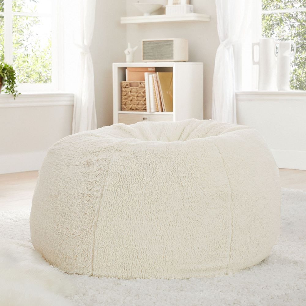 Sherpa Ivory Bean Bag Chair Collection | Pottery Barn Teen
