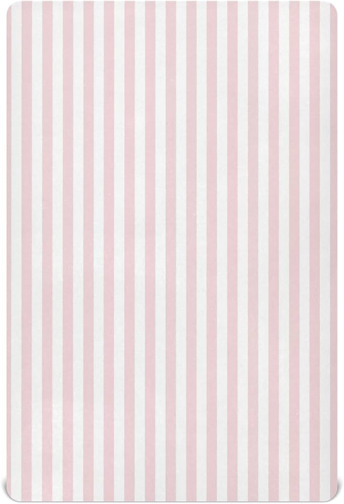 Pfrewn Crib Sheets Pink Pastel Stripe Fitted Crib Sheet Stretch Soft 39x27x5IN | Amazon (US)
