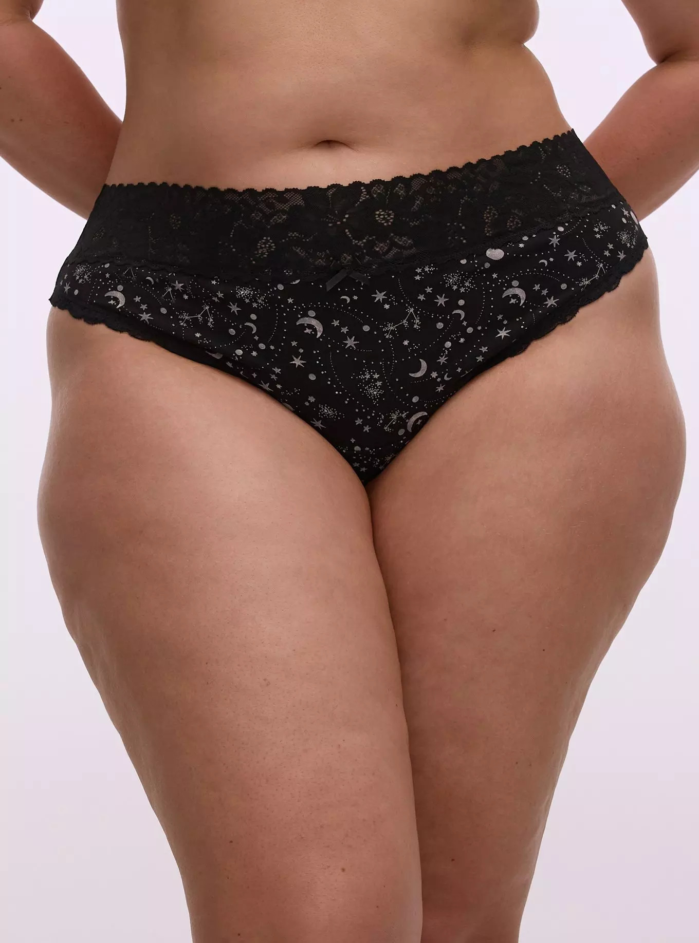 Cotton Mid-Rise Lace Trim Thong Panty | Torrid (US & Canada)