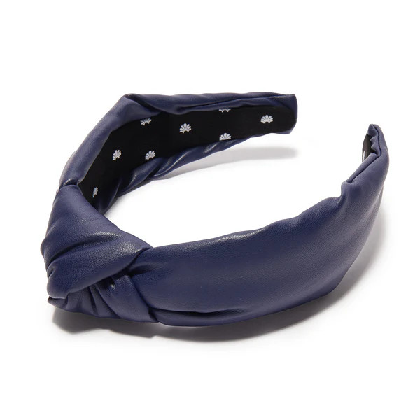 NAVY FAUX LEATHER KNOTTED HEADBAND | LELE SADOUGHI