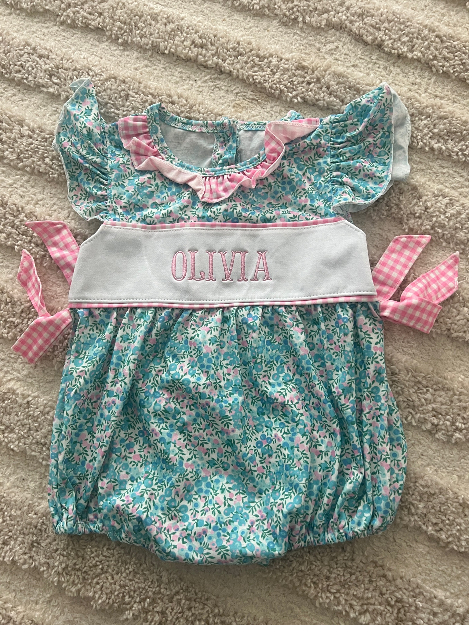 Custom bubble romper / dress & boys options too! Arrived in 2 weeks & it’s under $17