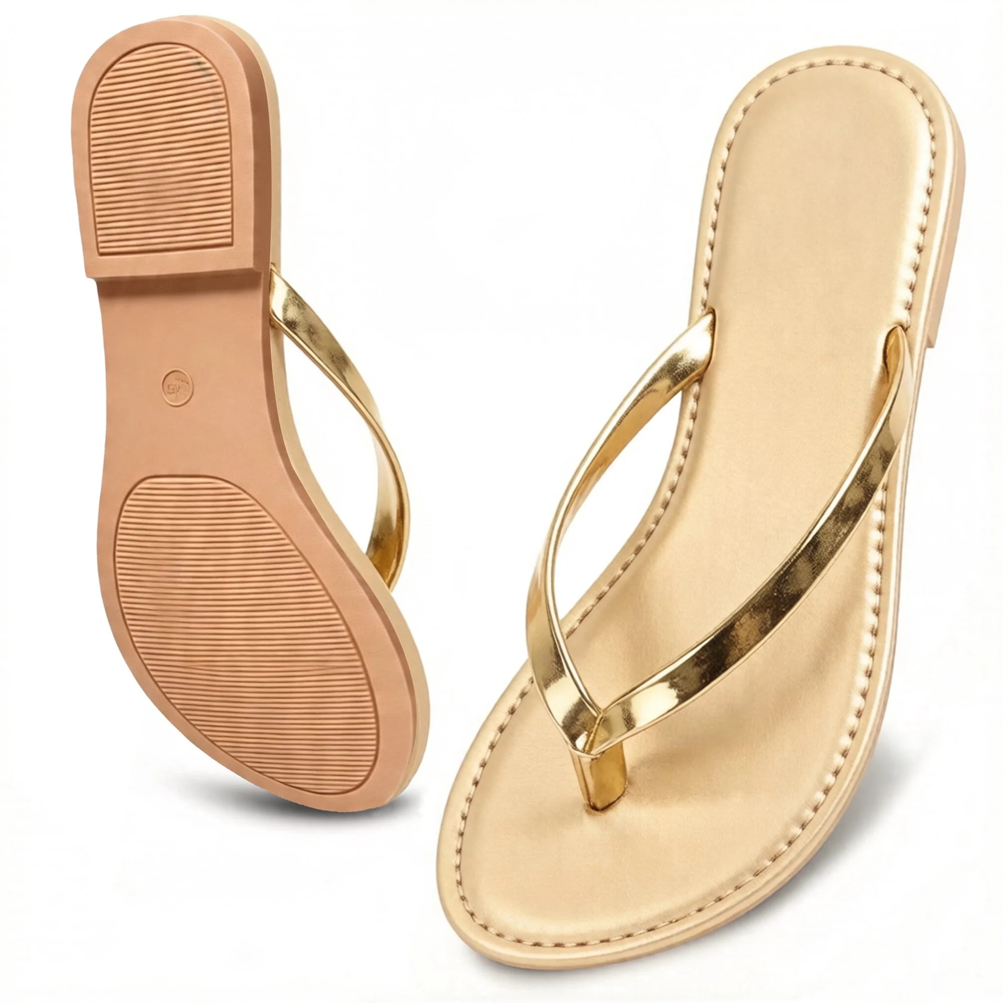 BERANMEY Women's Wide Width Flip Flops - Comfortable Slip-On Sandals with Toe Post Design, Trendy... | Walmart (US)
