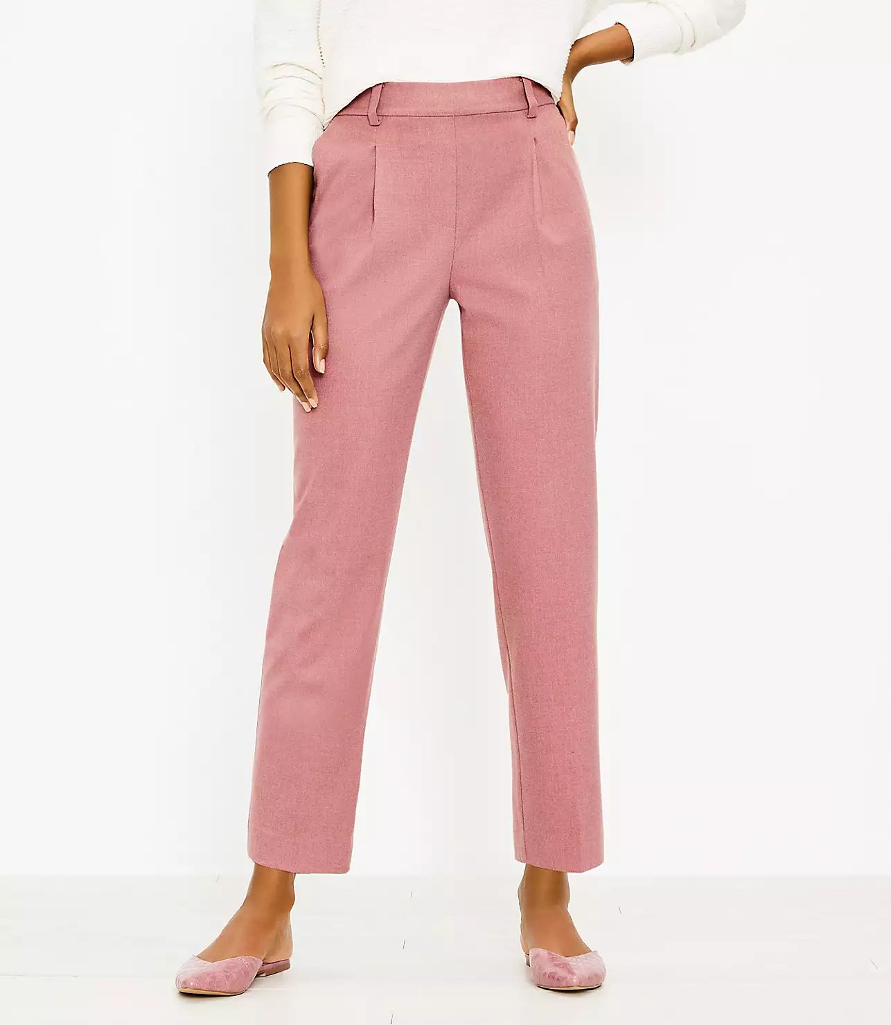 Petite Pull On Tapered Pants in Brushed Flannel | LOFT