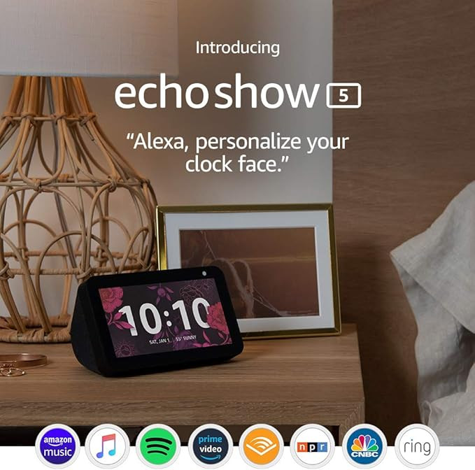 Echo Show 5 -- Smart display with Alexa – stay connected with video calling - Charcoal | Amazon (US)