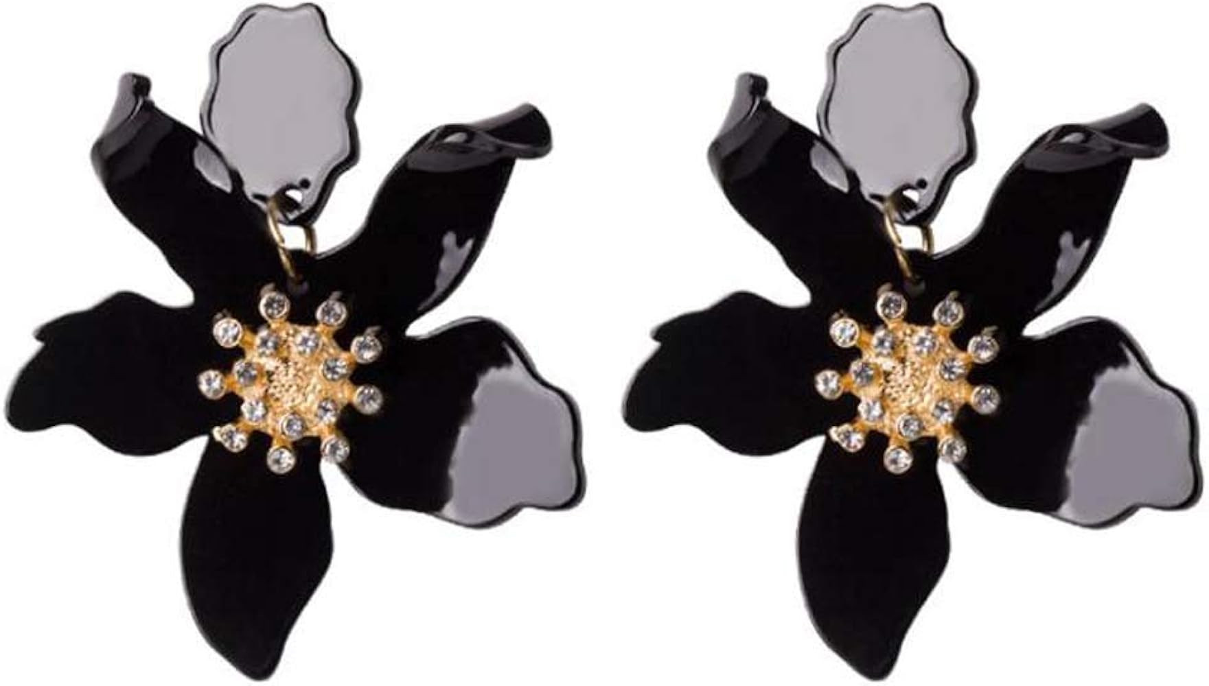 Bohemian Luxury Oversize Resin Big Flower Earrings For Women Stainless Steel Crystal Jewelry | Amazon (US)