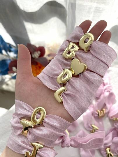 1pc Creative Fashion Elegant Sweet Delicate Copper 26 Letter Swan Velvet Elastic Bracelet, Suitable For Women, Sisters, Couples, Jewelry Gift, Suitable For Valentine's Day, Daily Dates, Parties, Holidays, Weddings, Gifts, Vacations (Handmade Knotted, Length And Size May Vary Slightly) | SHEIN