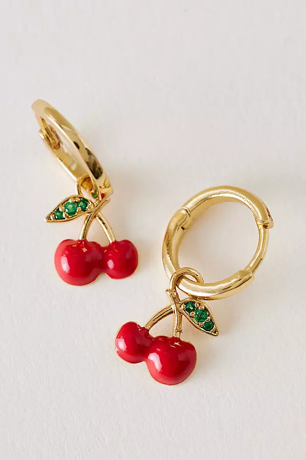 Cherry Charm Huggie Hoop Earrings | Anthropologie (UK)