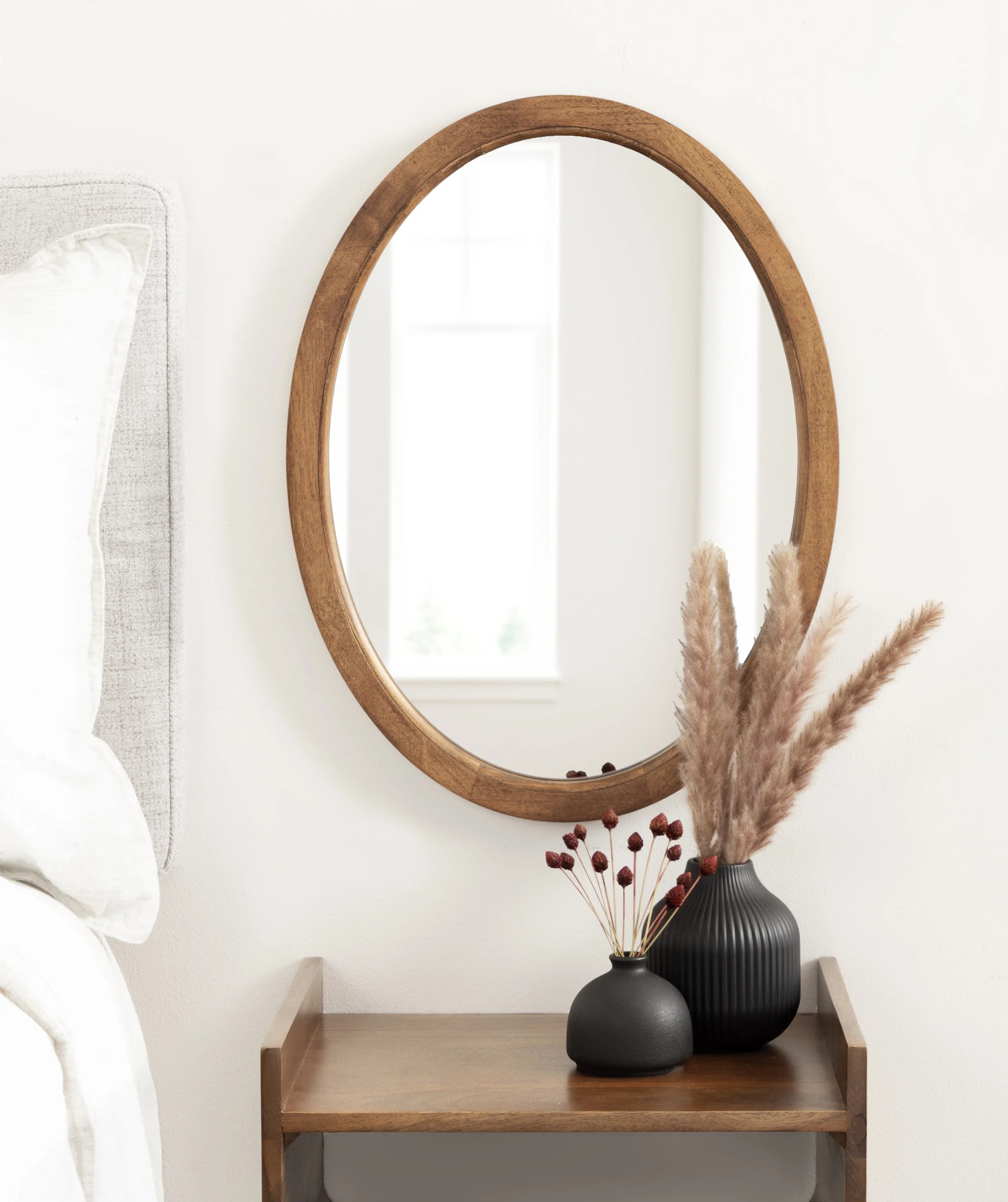 Kate and Laurel Hogan Farmhouse Oval Framed Wall Mirror, 18 x 24, Natural Rustic, Decorative Trad... | Walmart (US)