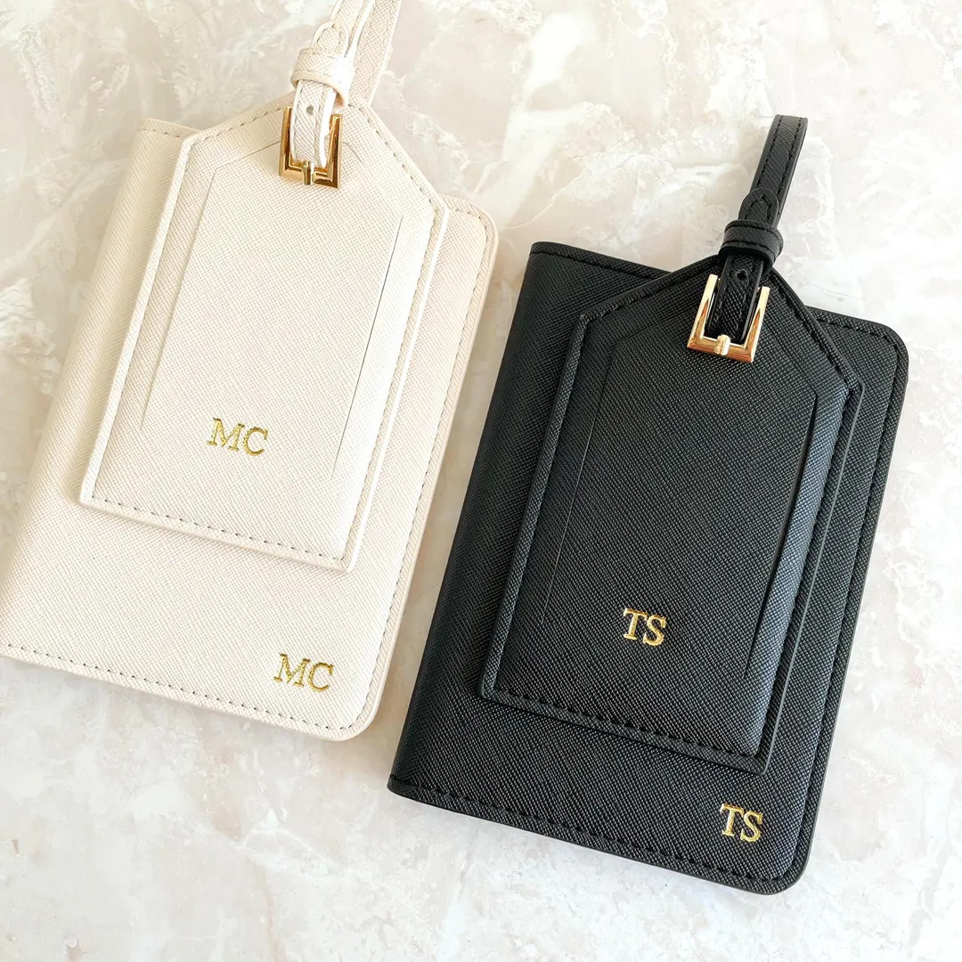 Personalized Leather Passport Holder and Luggage Tag Set, Mr and Mrs Passport Cover and Luggage T... | Etsy (US)
