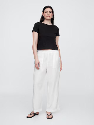 Mid Rise Gauze Pull-On Wide-Leg Pants | Gap Factory