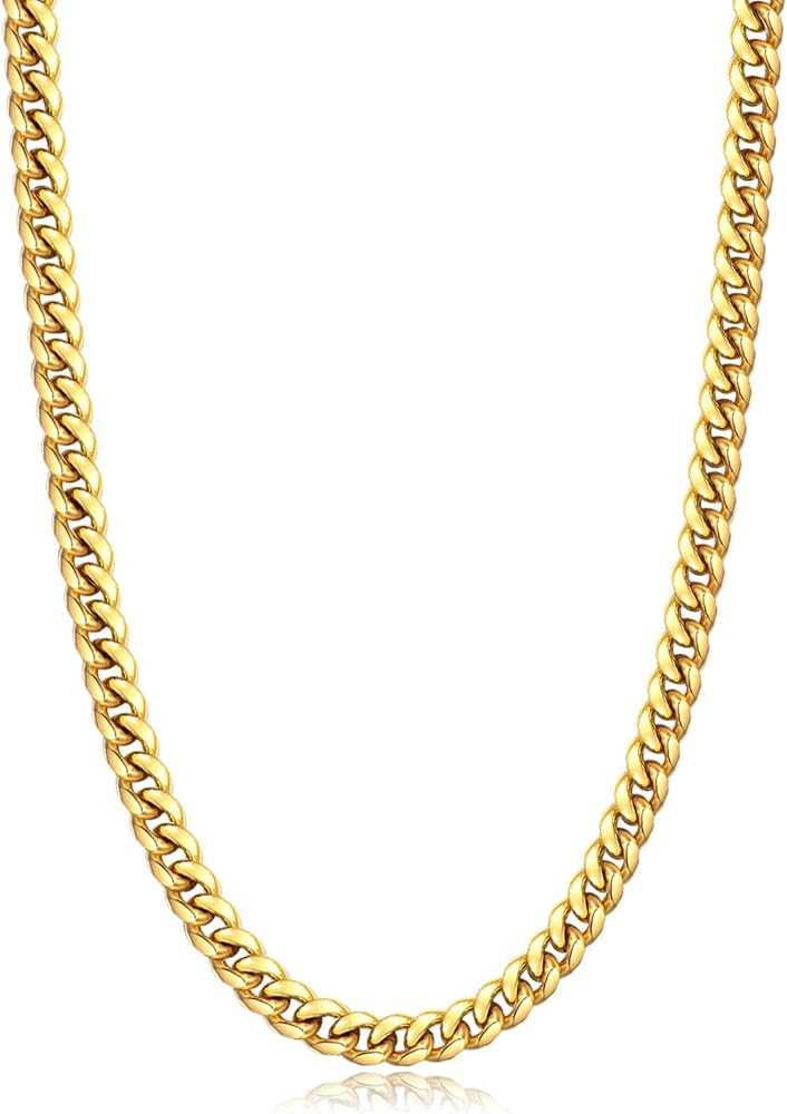 Jewlpire Silver Chain Black Chain Gold Chain for Men Boys Women, Diamond Cut Miami Mens Cuban Lin... | Amazon (US)
