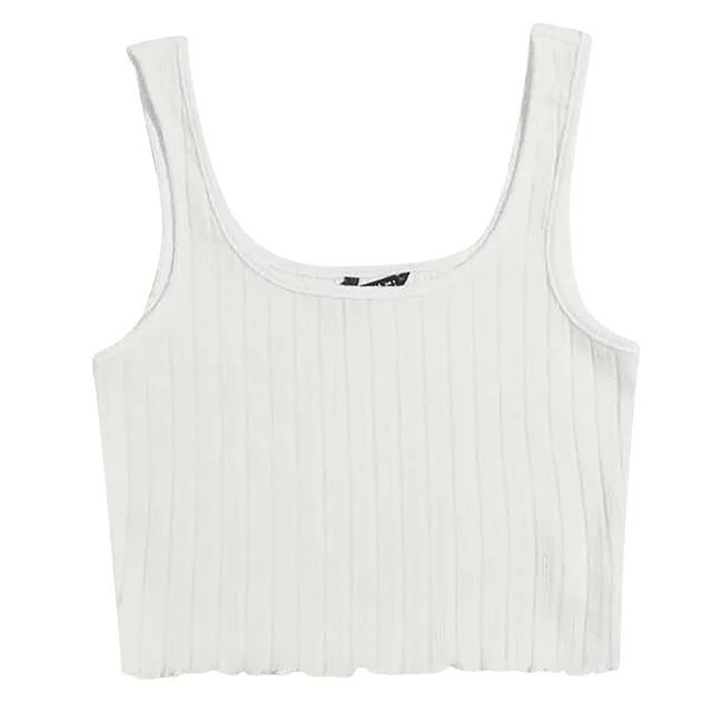 LoyisViDion Women Tops Solid Sleeveless Pullover Vest Tank Crop Shirts White S | Walmart (US)