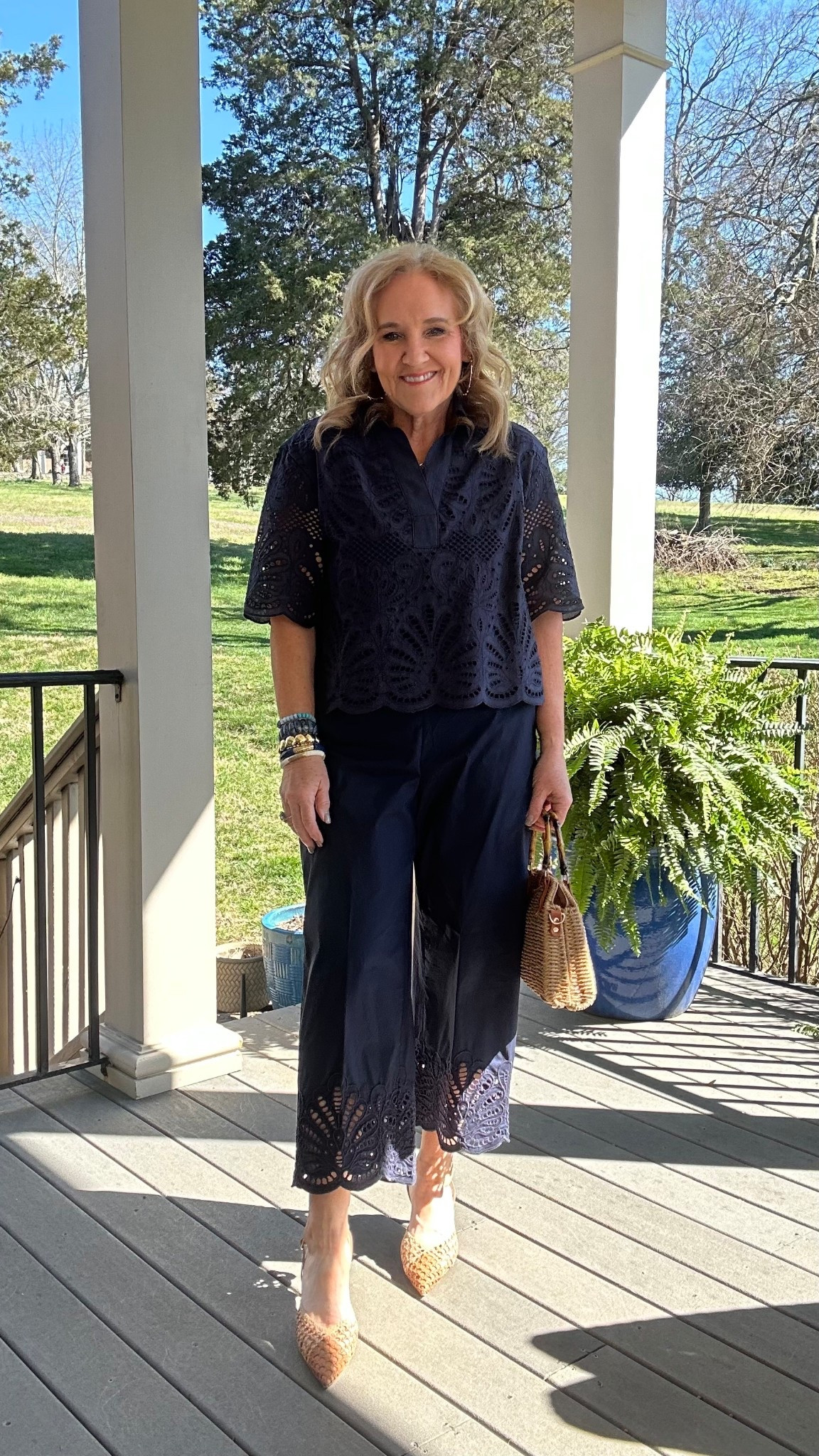 Talbots has brought this set back in black. It’s an easy cotton poplin with pretty details. This is last years in navy. It was true to size. Medium petite in bottom, medium in top 

Spring outfit graduation outfitt

#LTKSaleAlert #LTKPetite #LTKOver40