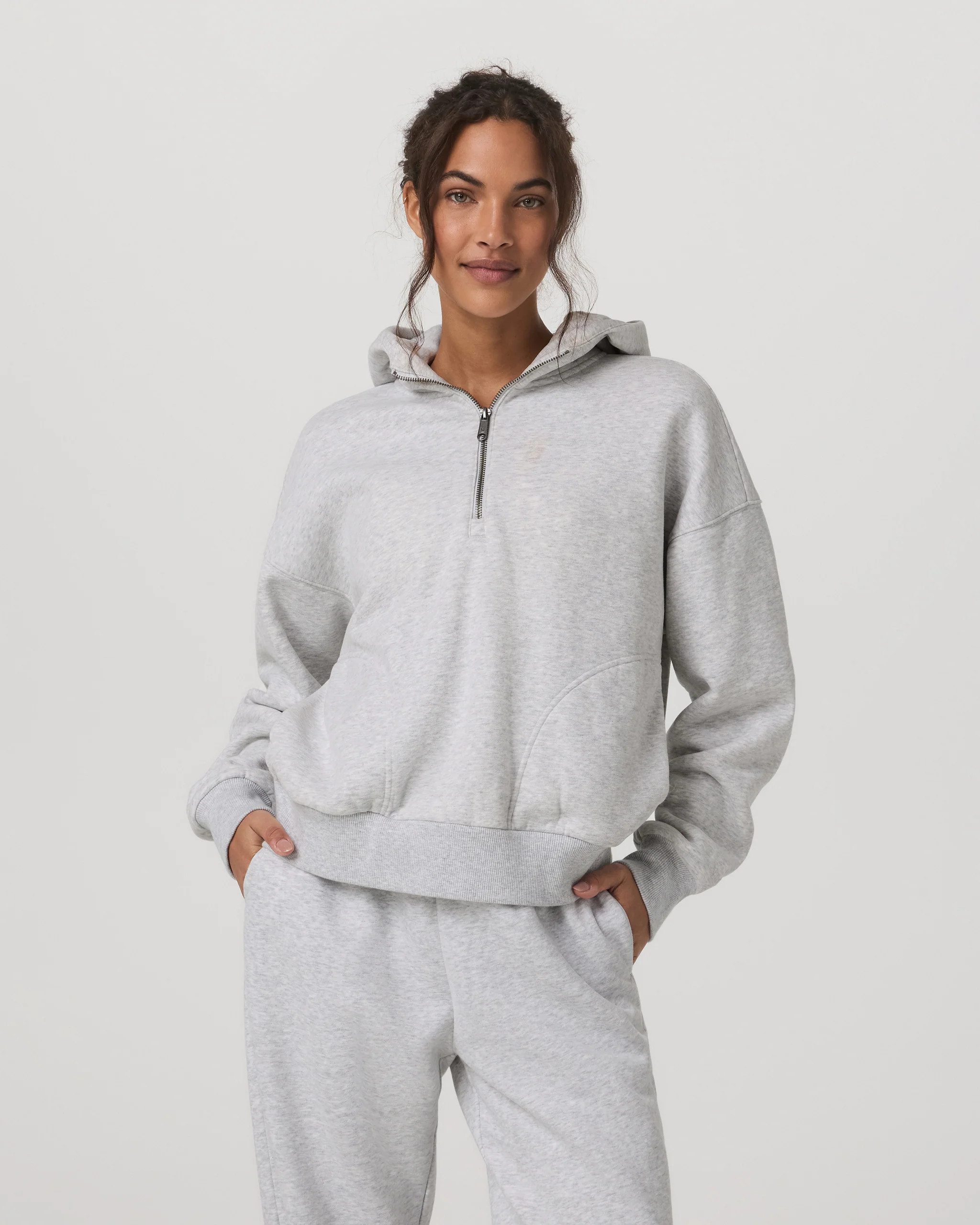 Restore Relaxed Half Zip Hoodie | Pale Grey Jacket | Vuori | Vuori Clothing (US & Canada)
