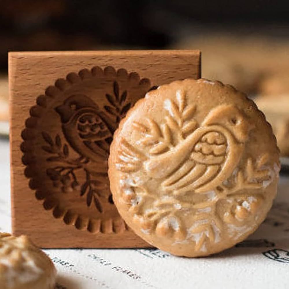 Wooden Cookie Biscuit Mold,3D Baking Mold,Pumpkin Santa Tree Gingerbread Snowman Bell Animals Coo... | Amazon (US)
