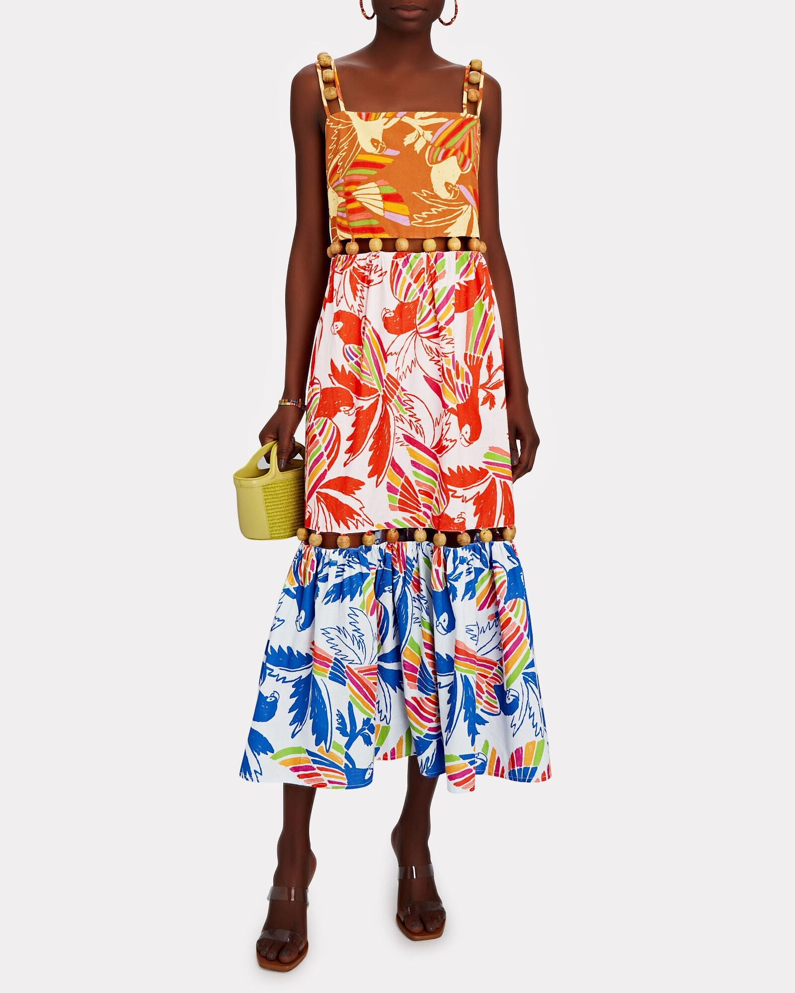 Mixed Color Birds Embellished Midi Dress | INTERMIX