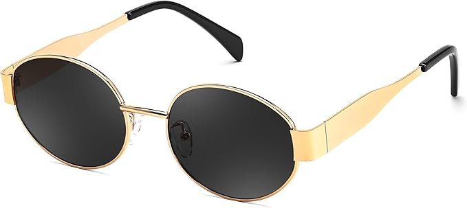 FEISEDY Trendy Retro Oval Sunglasses for Women Men Small Metal Frame Sun Glasses UV400 Shades B01... | Amazon (US)