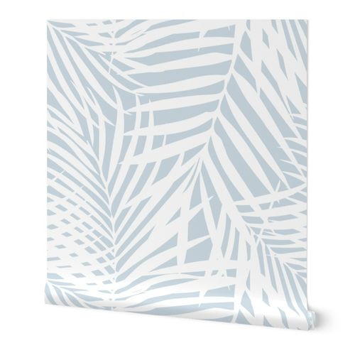 fronds white on soft blue Wallpaper bydanika_herrick | Spoonflower