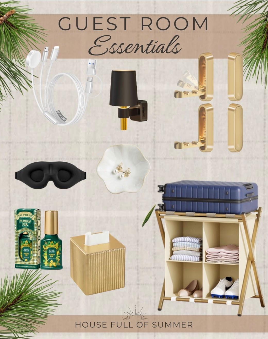 Hosting for the holidays guest room essentials bedroom accessories 
Night light wall hooks clothes hanger hook sleeping mask luggage stand tissue box cover  

#LTKGiftGuide #LTKHoliday #LTKHome