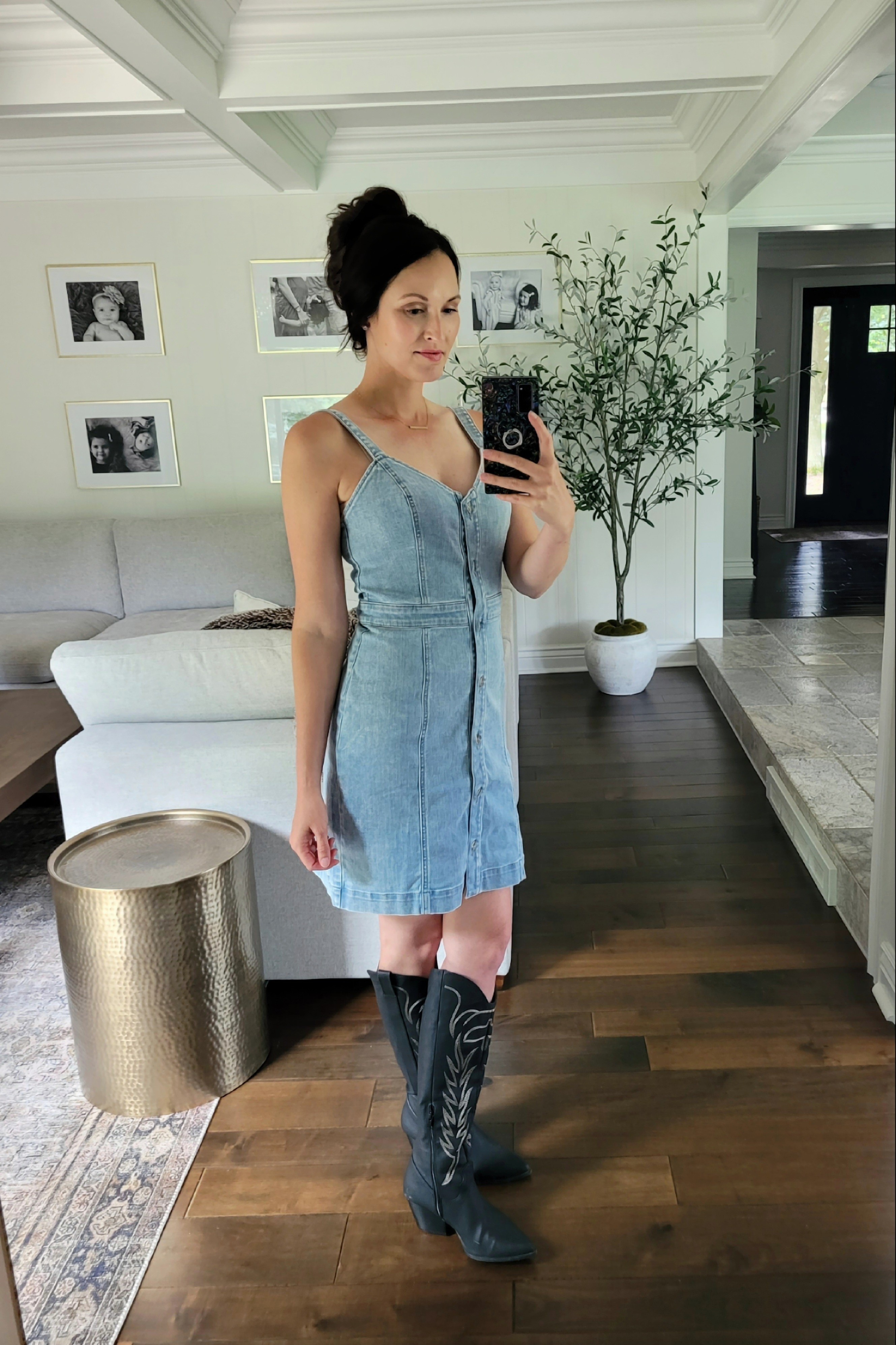 Country concert outfit - the prettiest fitted denim dress and western boots or cowboy boots!  

#LTKxNSale #LTKShoeCrush #LTKSaleAlert