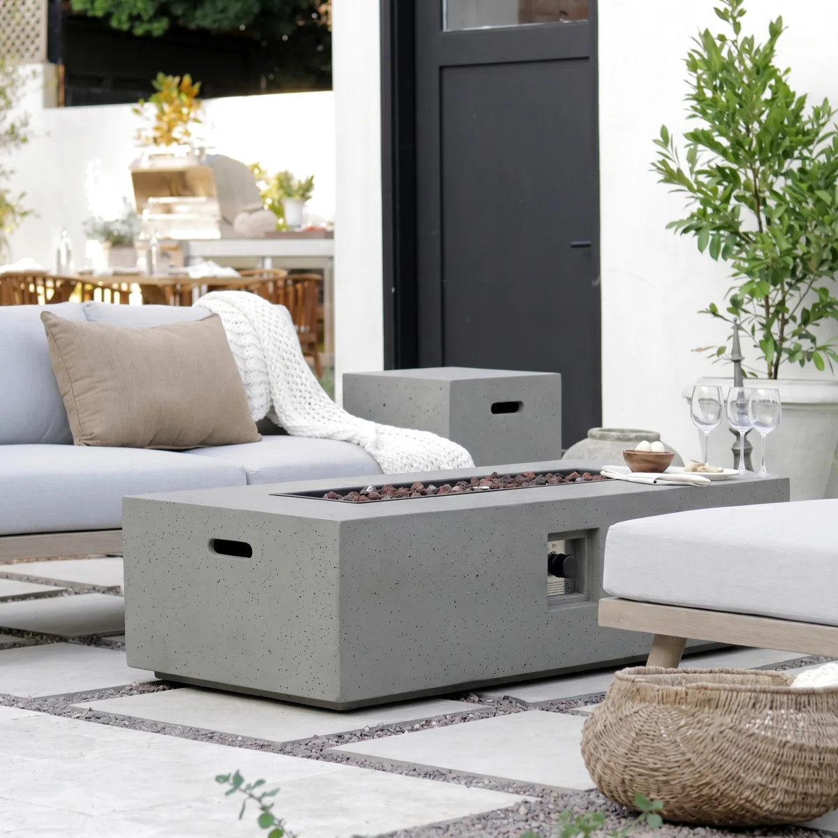 Belle 15" H x 56" W Concrete Propane Outdoor Gas Fire Pit Table | Wayfair North America