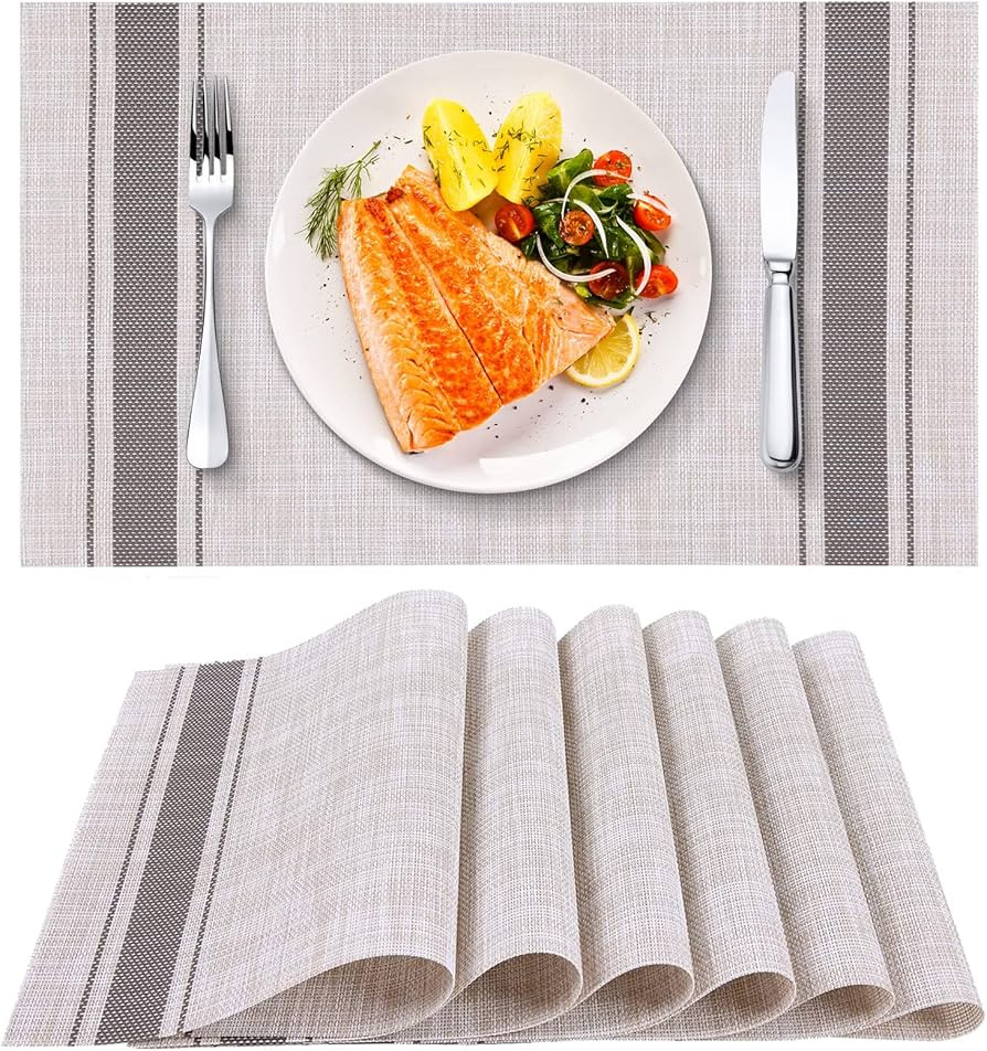 BIPASION Placemats Set of 6 for Dining Table Non-Slip Heat Resistant Placemat Washable Durable PV... | Amazon (CA)