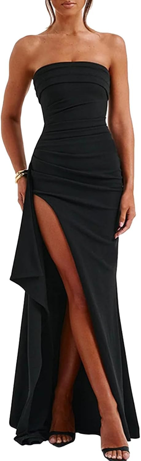 Women's Backless High Split Strapless Long Prom Formal Cocktail Dress for Women | Amazon (US)