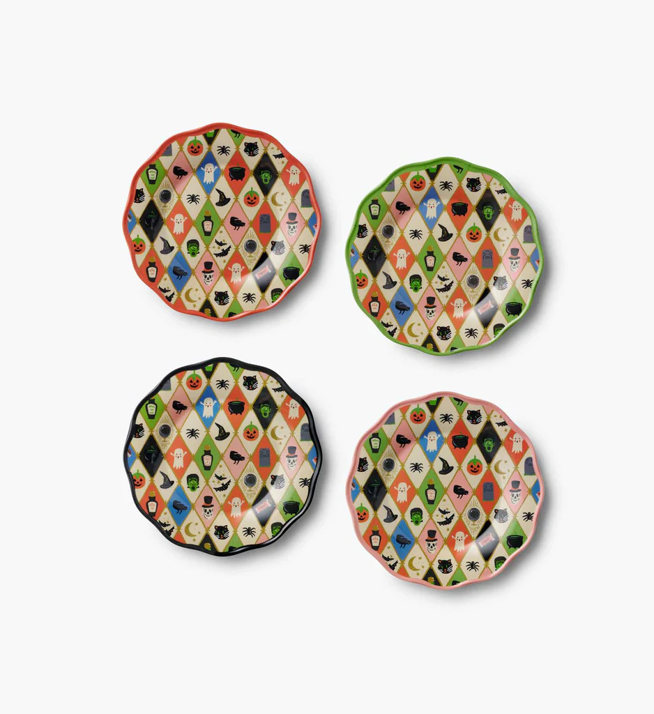 Melamine Assorted Dessert Plates - Halloween Argyle | Rifle Paper Co.