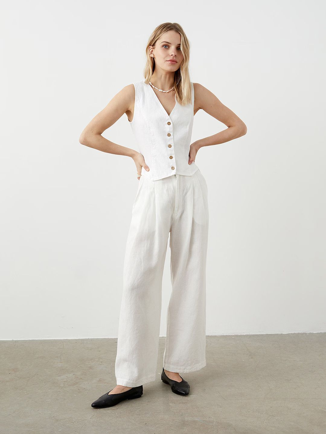 Linen vest woman, linen white vest top, linen tank top, linen formal vest BLAKE | Etsy (US)