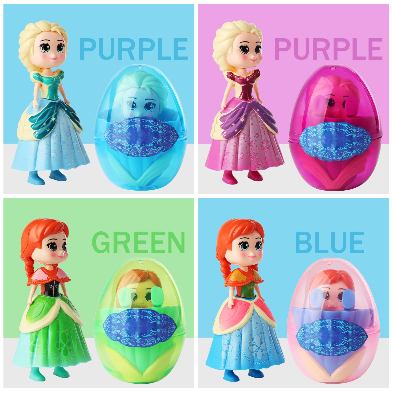 xutengy 4 Pack Easter Basket Stuffers Gifts Jumbo Princess Eggs， Deformation Prefilled Toys for... | Amazon (US)