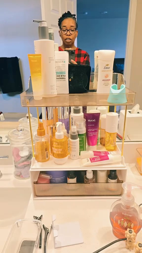 Delamu Bathroom Organizers and Storage.  2 Tier 2 Drawer Makeup Organizer. @DELAMUHOME #delamu #bathroomorganizer #bathroommakeover #bathroomdecor #counterorganizer 

#LTKHome #LTKBeauty