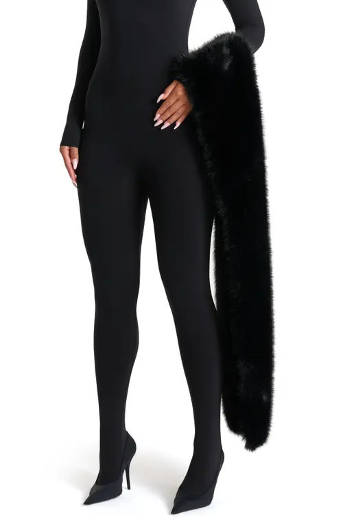 Naked Wardrobe Faux Fur Shawl in Black at Nordstrom | Nordstrom