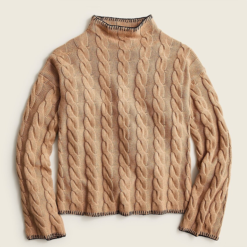 Cotton-cashmere cable-knit mockneck sweater | J. Crew US