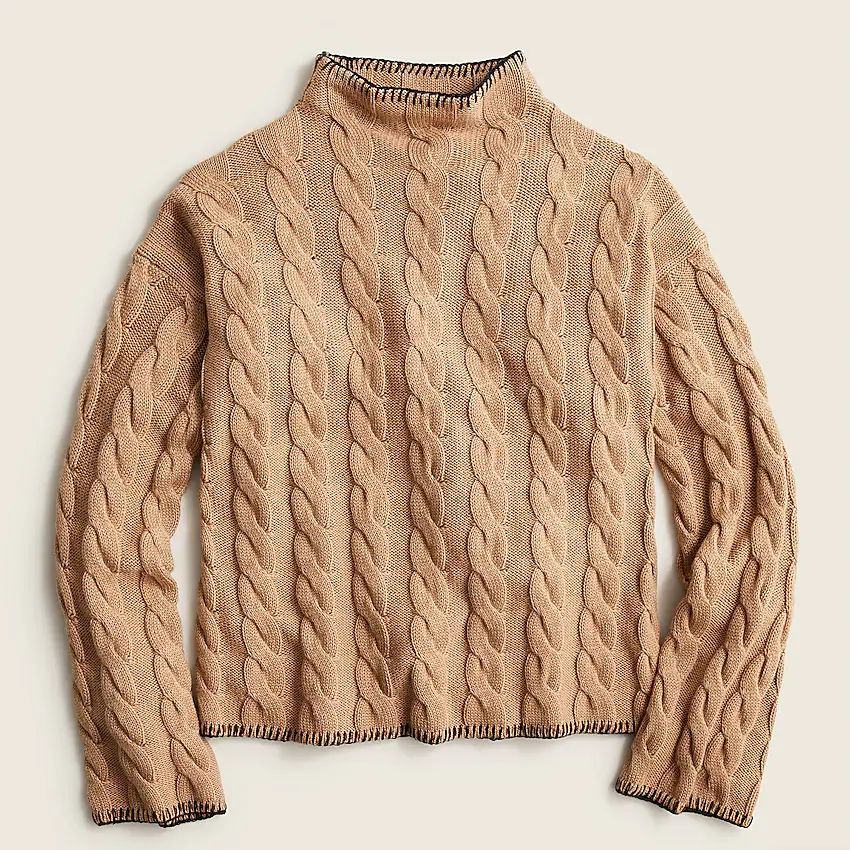 Cotton-cashmere cable-knit mockneck sweater | J.Crew US