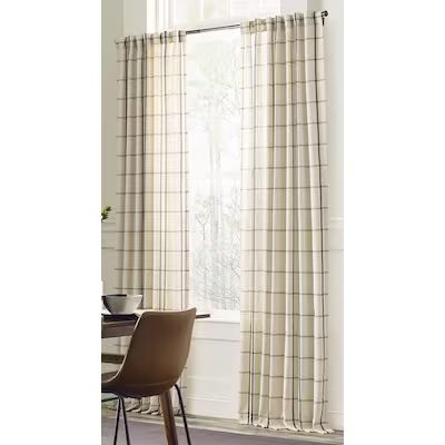 allen + roth 84-in Black Plaid Polyester Light Filtering Back Tab Single Curtain Panel | Lowe's