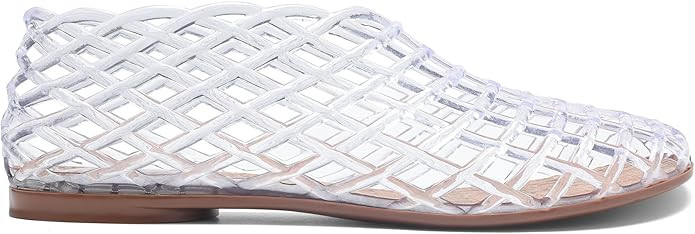 Jelly Mesh Ballet Flats for Women Clear Hollow Jelly Sandals Beach Ballerina Jellies Shoes | Amazon (US)