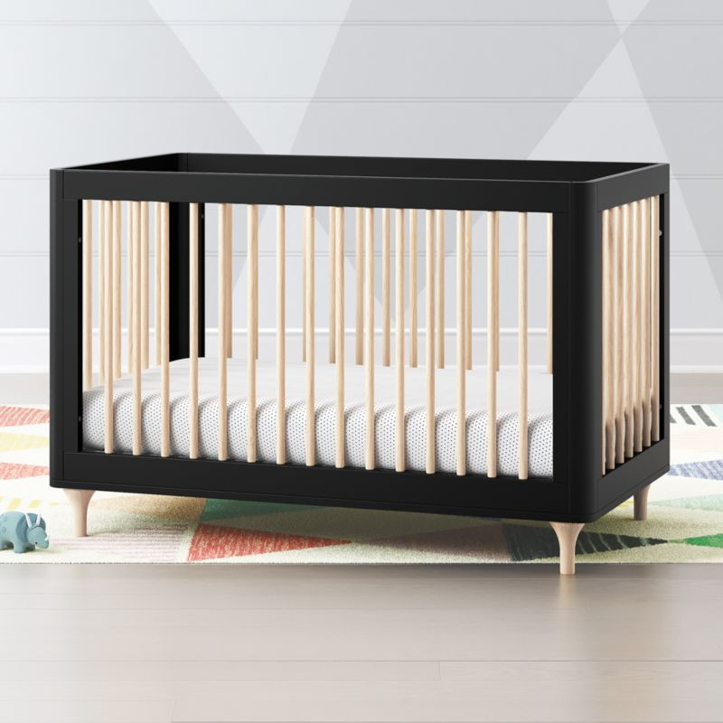 Babyletto Lolly Black and Natural 3 in 1 Convertible Crib + Reviews | Crate and Barrel | Crate & Barrel